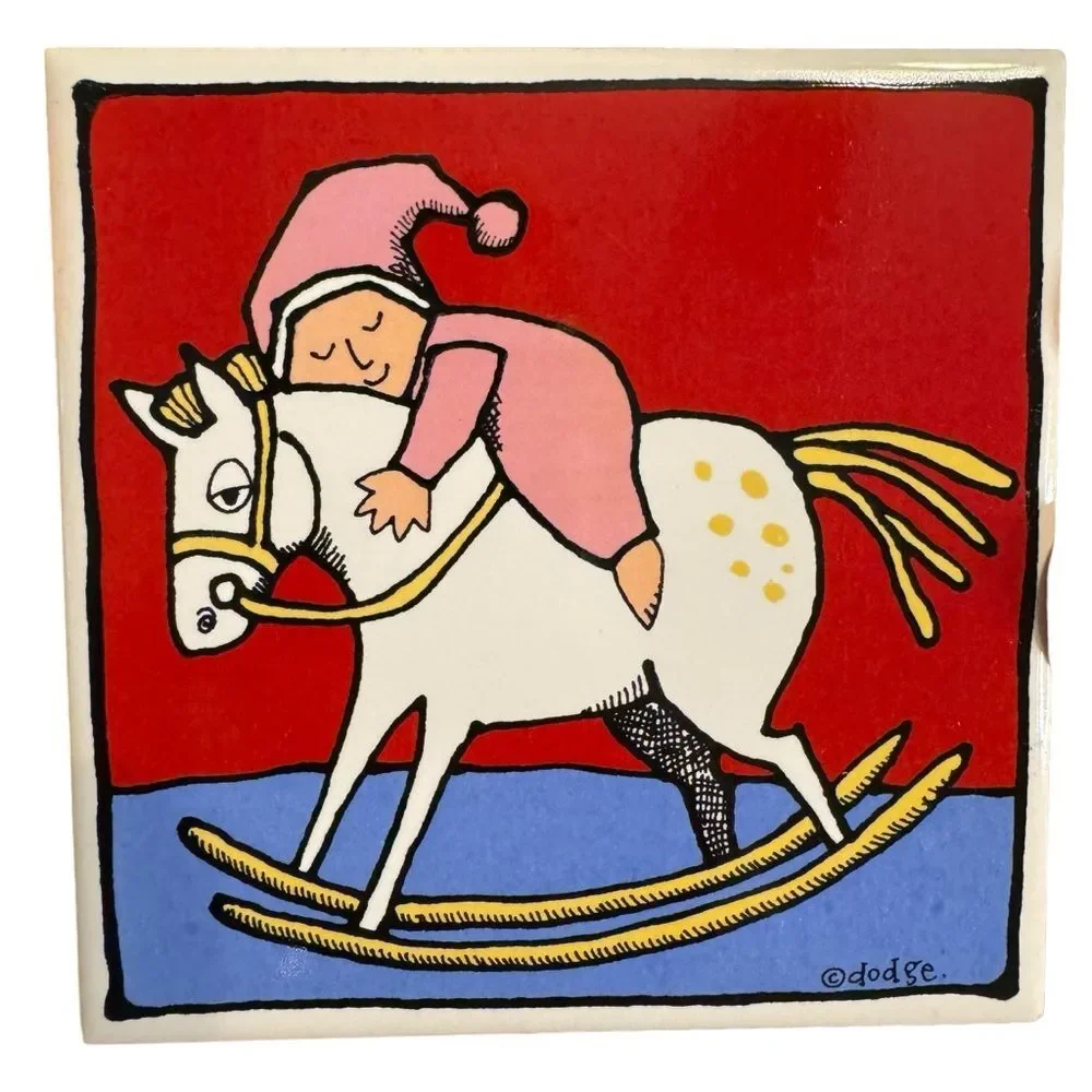 Ursula Dodge Whimsical Fun Christmas Ceramic Tile Coasters Set of 4